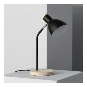 Luminaria De Mesa Portatil Nordico Madera Y Metal