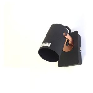 Luminaria Spot De Pared Una Luz Negro Y Cobre - Imagen 1