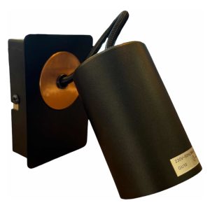 Luminaria Spot De Pared Una Luz Negro Y Cobre - Imagen 3