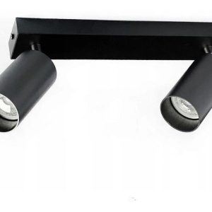 Luminaria Spot Doble Aplique De Pared Techo Cilindro Negro - Imagen 1