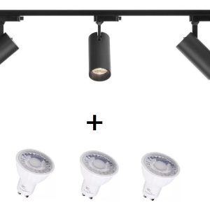 Luminaria Riel 1 Metro 3 Spot Tubular Y Lámparas Led Gu10 - Imagen 11