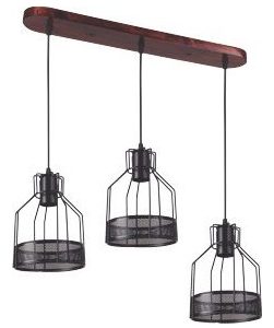 Luminaria Colgante En Madera De 3 Jaulas Vintage En Metal - Imagen 2