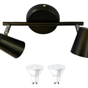 Spot Luminaria Doble Techo Pared Negro Movible C Led Gu10 - Imagen 2