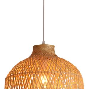 Luminaria Campana Colgante Techo En Bambu Ratan Nordico 40cm - Imagen 3