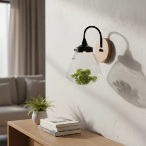 Luminaria Aplique Terrario De Pared En Madera Y Vidrio - Imagen 3