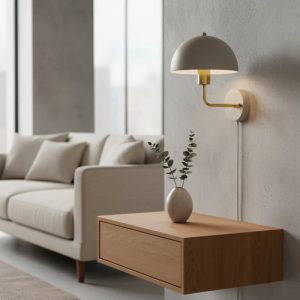 Luminaria Aplique Metal Blanco Y Dorado Carmela Con Llave - Imagen 2