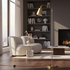 Luminaria Lampara De Pie Portatil Bronce Dorado Ajustable - Imagen 4