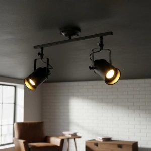 Luminaria Spot Techo O Pared Doble Foco Vintage Escenario - Imagen 2