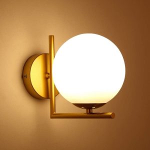 Luminaria Aplique Pared Dorado Bronce Globo Vidrio - Imagen 2