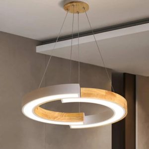 Colgante Circular Led Nordico Madera Bruma Viggo - Imagen 3