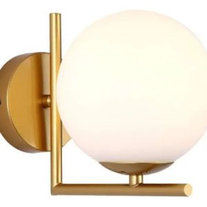 Luminaria Aplique Pared Dorado Bronce Globo Vidrio - Imagen 1