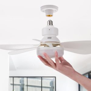 Ventilador Rosca E27 Portalamparas Con Luz Led Control Techo - Imagen 6