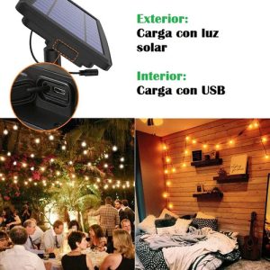 Guirnalda Guia Solar Recargable 25 Lámparas Led Exterior - Imagen 6