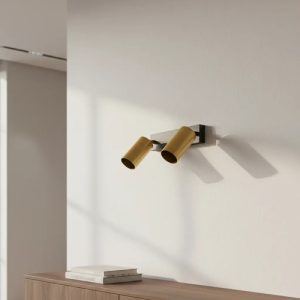 Luminaria Aplique Doble Spot Color Bronce Dorado Movible - Imagen 2