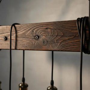 Luminaria Vintage Colgante En Madera Rustica Para 8 Lamparas - Imagen 4