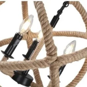 Luminaria Colgante Cuerda Soga Átomo 3 Luces Rustico Vintage - Imagen 4