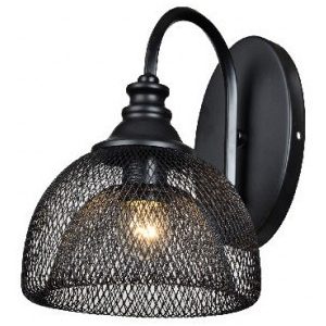Aplique De Pared Vintage Rejilla Metalico En Negro - Imagen 1