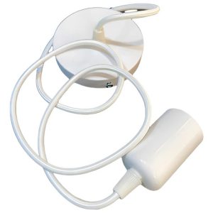 Portalámparas De Colgar Metal Color Blanco C Cable De Tela - Imagen 1
