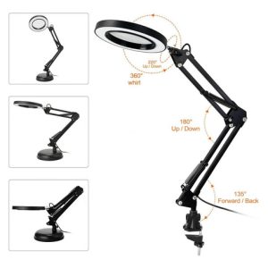Lampara Portatil Lupa Escritorio Mesa O Morsa Luz Led 12w - Imagen 3