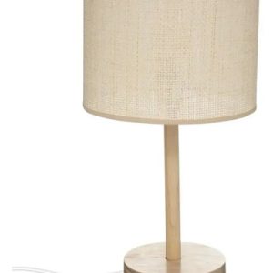 Luminaria Portatil Lampara De Mesa Nordico Madera Y Ratan