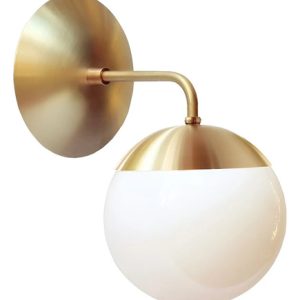 Luminaria Aplique Pared Dorado Bronce Globo Vidrio - Imagen 4