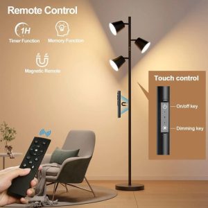 Luminaria De Pie Portatil Led 3 Luces Control Remoto Negro - Imagen 4