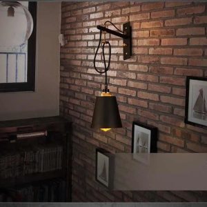 Luminaria Aplique De Pared Metal Negro Y Color Oro Vintage