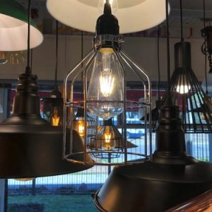 Luminaria Colgante Cromado Jaula Metal Vintage Retro. E27 - Imagen 1