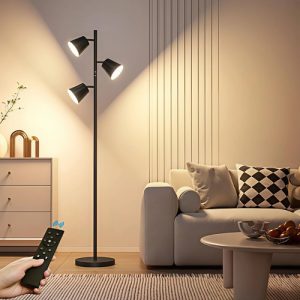 Luminaria De Pie Portatil Led 3 Luces Control Remoto Negro - Imagen 2