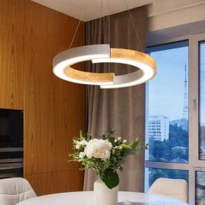 Colgante Circular Led Nordico Madera Bruma Viggo - Imagen 4