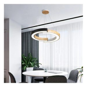Colgante Circular Led Nordico Madera Bruma Viggo - Imagen 9