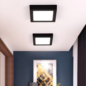 Luminaria Plafon Panel Led 12w Color Negro Cuadrado - Imagen 2