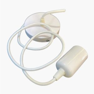 Portalámparas De Colgar Metal Color Blanco C Cable De Tela - Imagen 2
