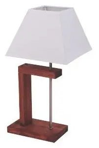 Luminaria Portatil De Mesa En Madera Con Pantalla Tela