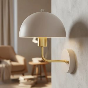 Luminaria Aplique Metal Blanco Y Dorado Carmela Con Llave - Imagen 3