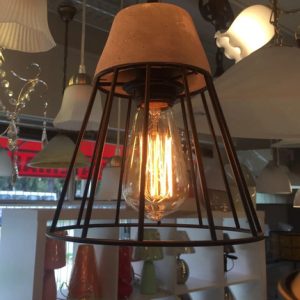 Luminaria Colgante Vintage Industrial Cemento. Filamento - Imagen 3