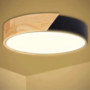 Luminaria Plafón Led Madera Y Metal De Techo 18w Nórdico - Imagen 3