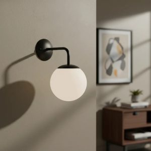 Luminaria Aplique Pared Negro Globo Vidrio
