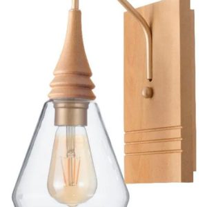Luminaria Aplique De Pared En Madera Y Vidrio - Imagen 2