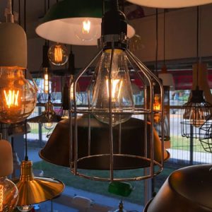 Luminaria Colgante Cromado Jaula Metal Vintage Retro. E27 - Imagen 3