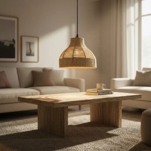 Luminaria Colgante Rustica Hilado Yute Cañamo 37cm - Imagen 3