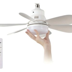 Ventilador Rosca E27 Portalamparas Con Luz Led Control Techo - Imagen 1