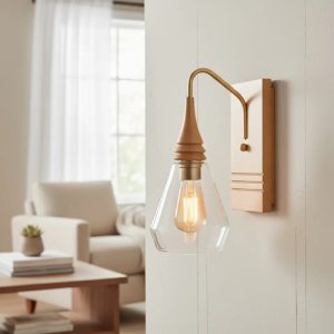 Luminaria Aplique De Pared En Madera Y Vidrio - Imagen 3