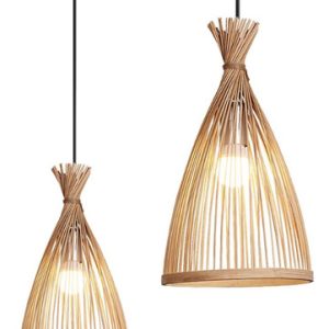 Luminaria Colgante Techo Varillas De Bambu E27 - Imagen 2