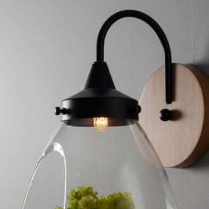 Luminaria Aplique Terrario De Pared En Madera Y Vidrio - Imagen 5