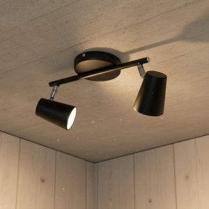Aplique Spot Negro Para 2 Luces Lamparas Gu10 Techo O Pared - Imagen 1
