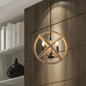 Luminaria Colgante Cuerda Soga Átomo 3 Luces Rustico Vintage - Imagen 3