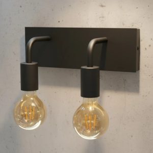 Luminaria Doble Aplique De Pared Negro Vintage Filamento - Imagen 3