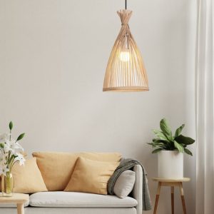 Luminaria Colgante Techo Varillas De Bambu E27 - Imagen 3