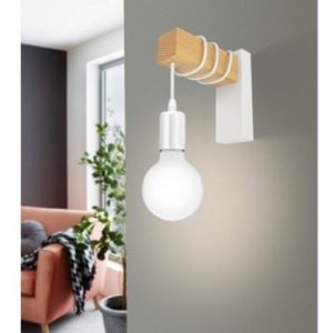 Aplique Madera Natural Y Metal Blanco Vintage Nordico - Imagen 2